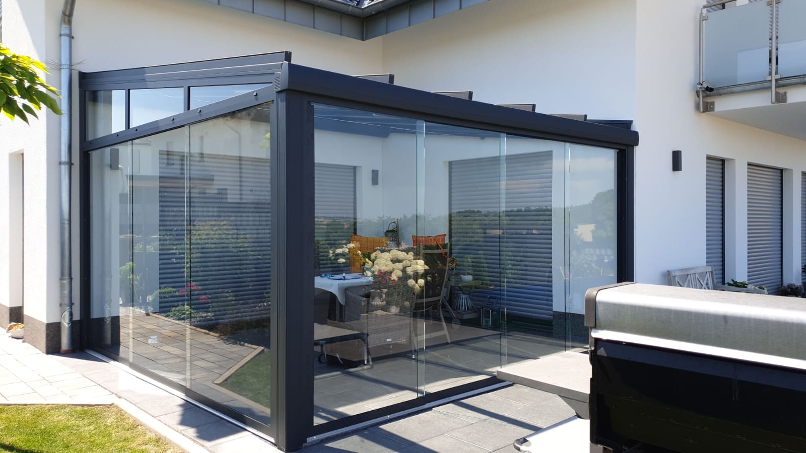 Terrassendach Glashaus